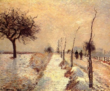  eragny Oil Painting - road at eragny winter 1885 Camille Pissarro
